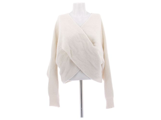 Autre Marque ALMADA Weißer zweireihiger Wollpullover