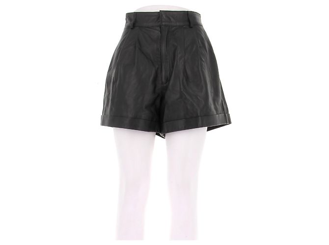 Autre Marque MANOKHI Leder Shorts Schwarz