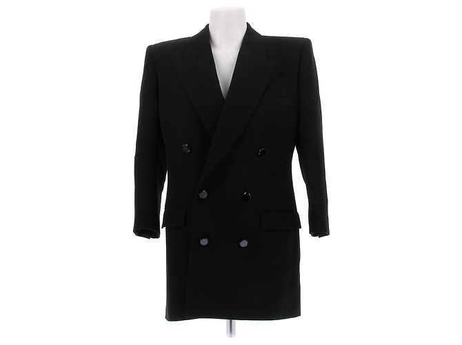 Saint Laurent Langer schwarzer Wollblazer