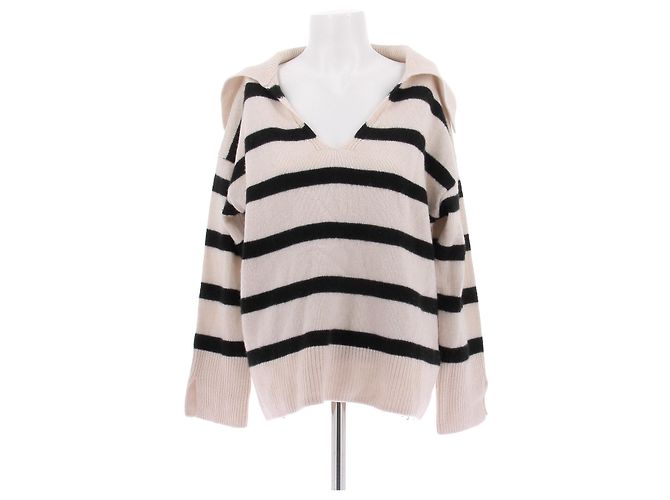 Massimo Dutti Pull rayé beige et noir