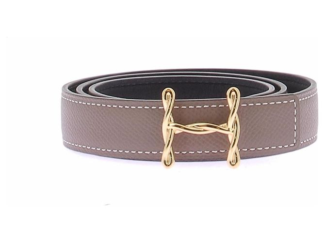 Hermès Cinto H trançado reversível Marrom