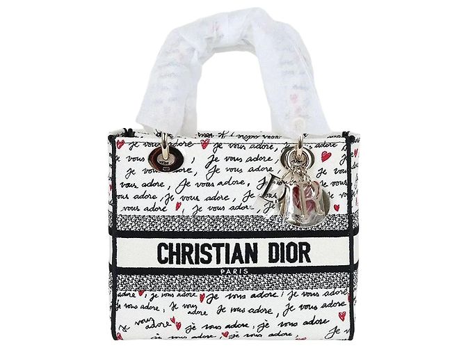 Dior Bolso Tote Lady Delight Medium White Multi Blanco