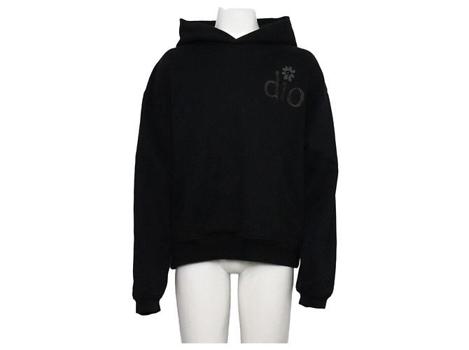 Dior Schwarzer Baumwoll-Hoodie mit Blumen-Logo für Herren
