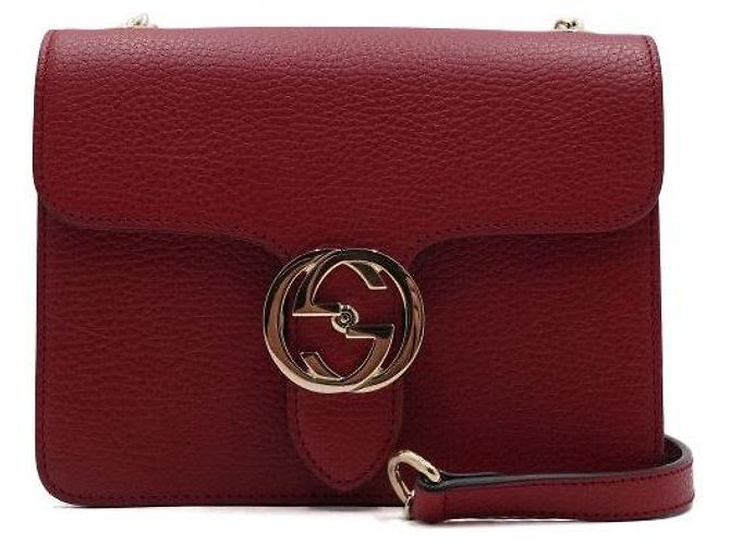 Gucci Bolsa de Ombro e Tiracolo Red Interlocking Small com Corrente Dourada Vermelho