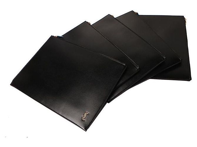 Saint Laurent YSL Document Clutch Bag Schwarz