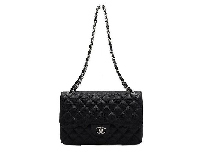 Chanel Silver Chain Shoulder Bag Black