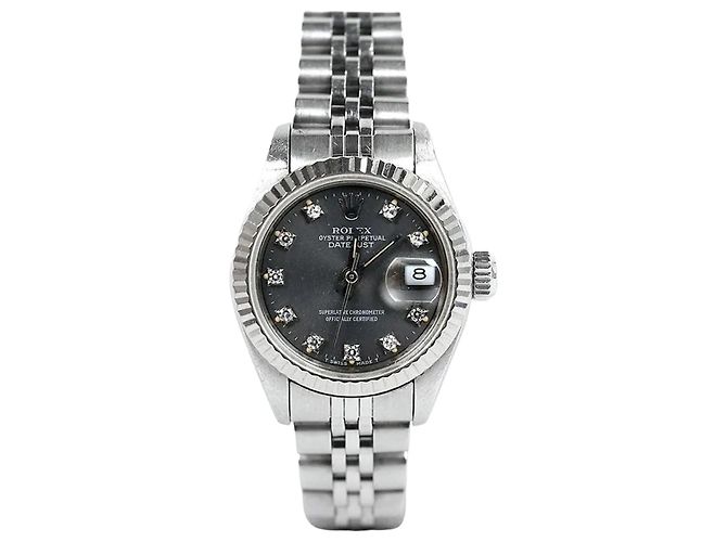 Rolex Relógio de aço com diamantes Prata