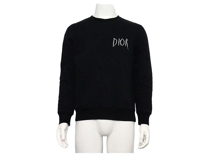Dior Raymond Pettibon Sweatshirt für Herren aus schwarzer Baumwolle mit besticktem Logo