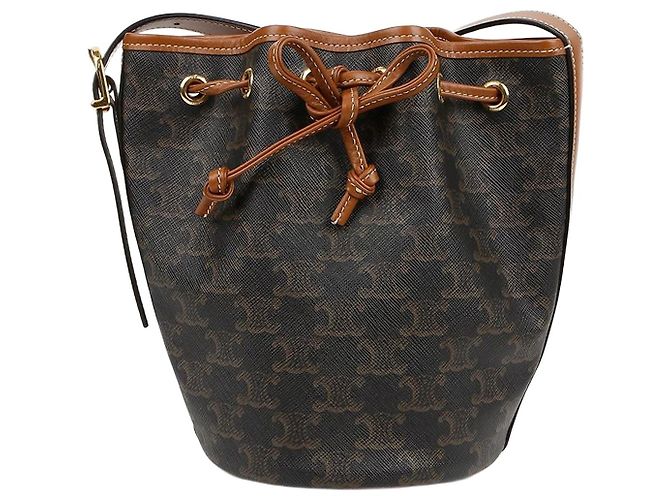 Céline Picca borsa a sacchetto Triomphe Canvas Khaki Marrone