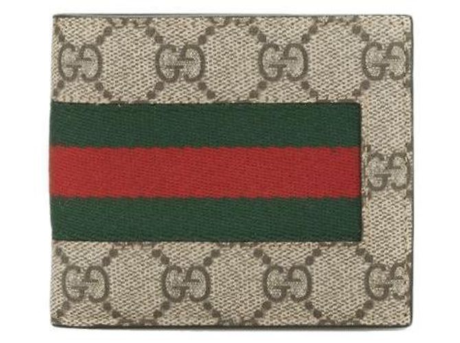Gucci GG Supreme Web Wallet Beige Brown