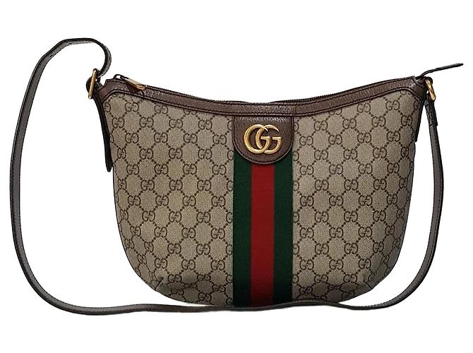 Gucci Bolsa de Ombro Ophidia Medium Marrom