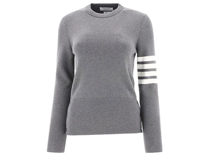 Thom Browne Milano Stitch Classic Knit Light Gray Marrone