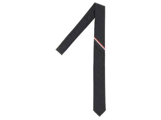Thom Browne Wool Tie Dark Grey with Three Stripes