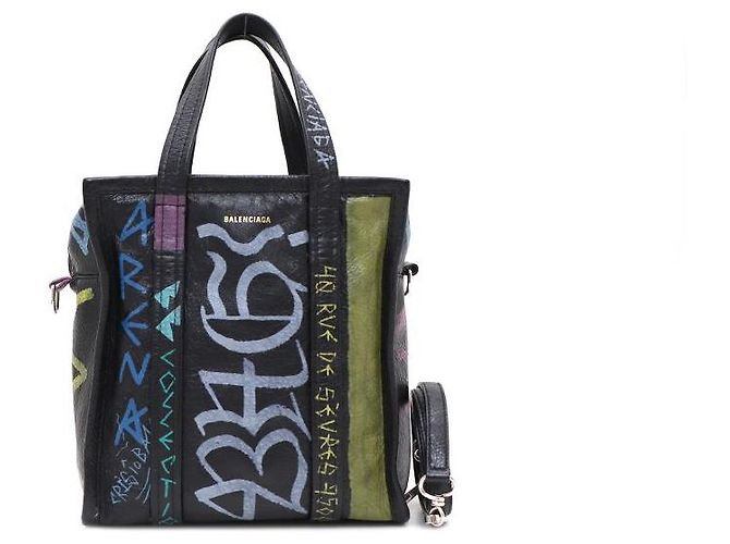 Balenciaga Borsa a mano e a tracolla Graffiti Bazaar XS Nero