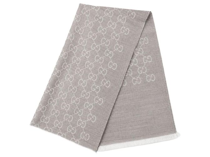 Gucci Sciarpa in lana e seta beige Marrone