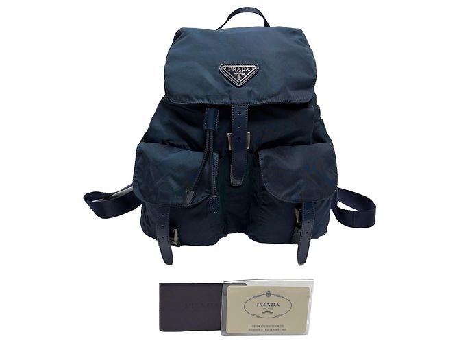 Prada Medium Nylon Backpack Navy Unisex Blue