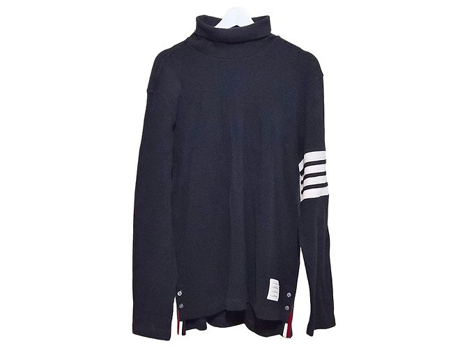 Thom Browne Rollkragenpullover in Waffelstrick Blau