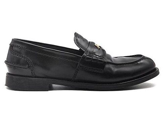 Miu Miu Brushed Penny Loafers Black