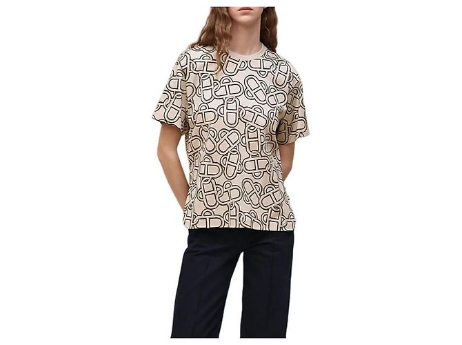 Hermès Camiseta Maxi de punto de algodón estampado para mujer Castaño