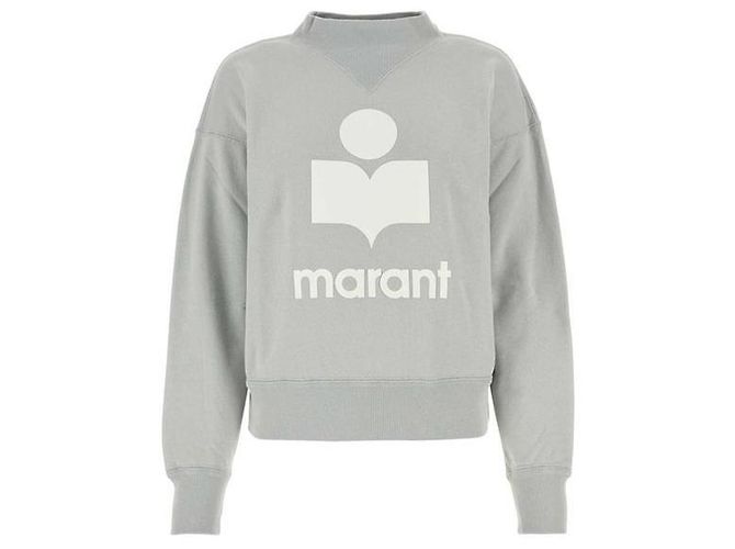 Isabel Marant Velours-Sweatshirt mit Logo Hellblau Ecru