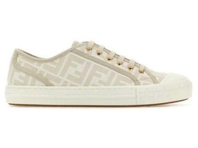 Fendi Sapatilhas baixas de tecido Branco