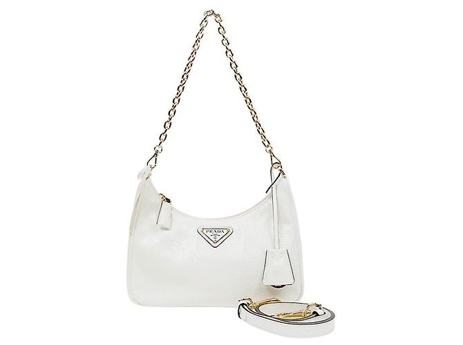 Prada Weiße Nappa Re-edition Hobo Schultertasche