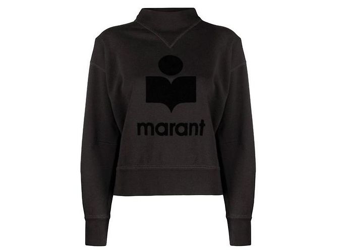 Isabel Marant Felpa con logo in velluto Faded Black Nero