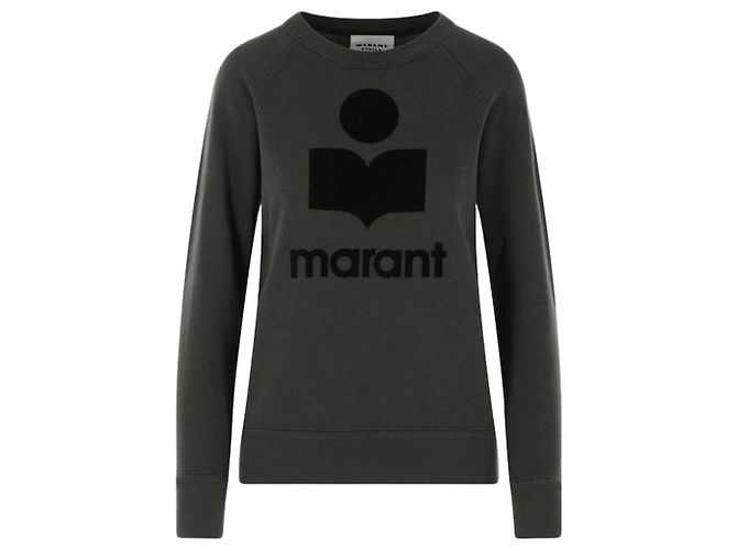 Isabel Marant Velours-Logo-Sweatshirt Faded Black Schwarz