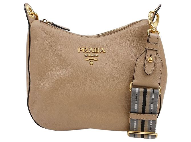 Prada Borsa a Tracolla e Spalla Hobo Vitelho Phoenix Beige Marrone