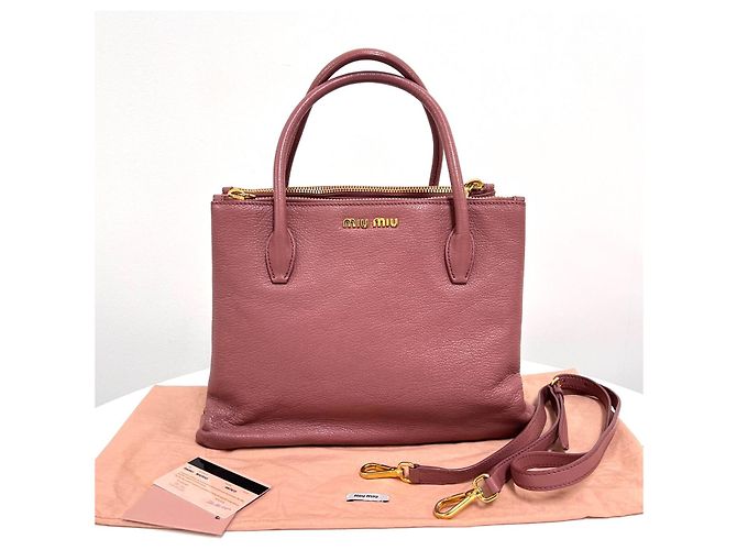Miu Miu Sac cabas en cuir rose