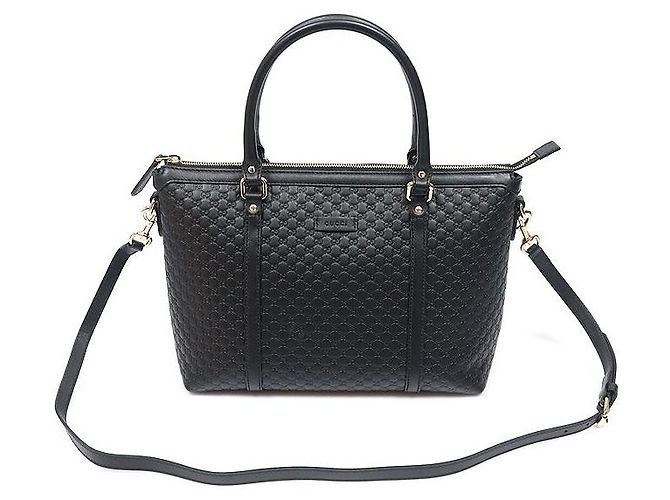 Borsa Tote in pelle Microguccissima nera Nero