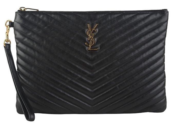 Saint Laurent Clutch Matelassé New Medium Nero