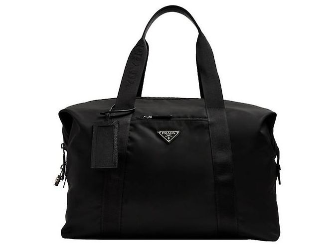 Prada Sac Duffle en Nylon avec Logo Triangle Noir