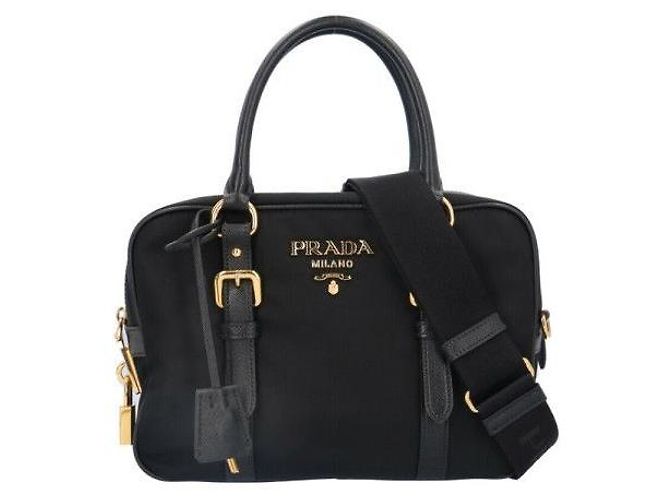 Prada Borsa Tote a Spalla Testo Saffiano Black Nero