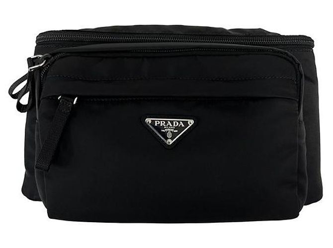 Prada Triangle Logo Nylon Belt Bag Black