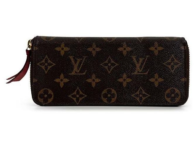 Louis Vuitton Monogram Clemence Zippy Long Wallet Fuchsia Brown