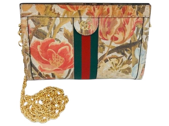 Gucci Borsa a tracolla Ophidia GG Flora Chain Marrone