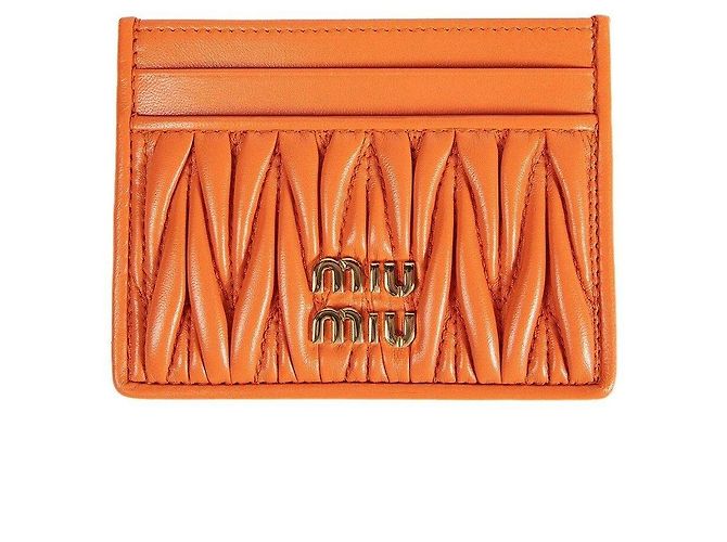 Miu Miu Matelassé Card Holder Wallet Orange AFPP
