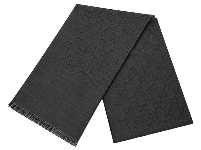 Gucci Cachecol de lã e seda Charcoal Marrom