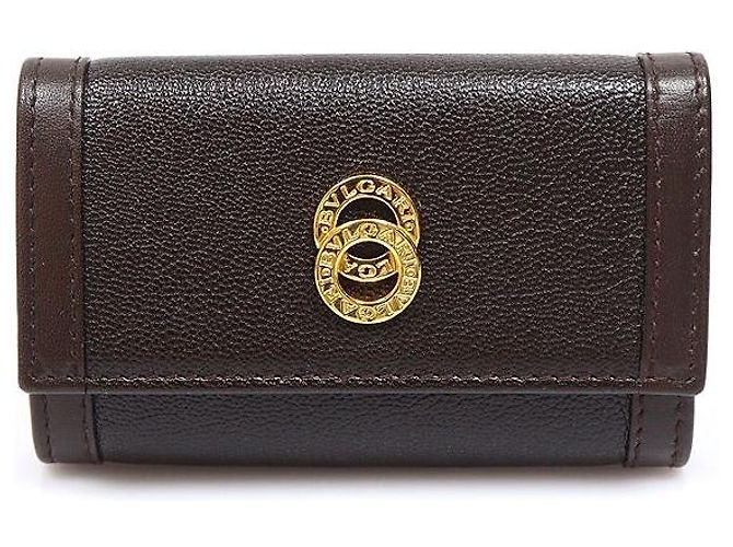 Bulgari Brown Goat Skin Key Case