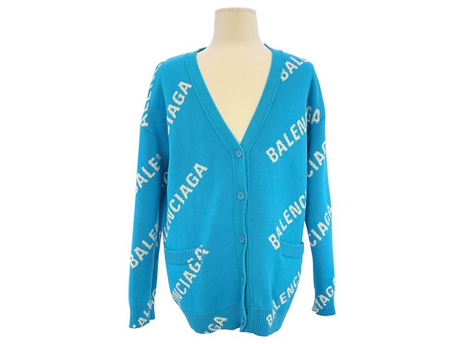 Balenciaga Cardigan Himmelblau Baumwolle