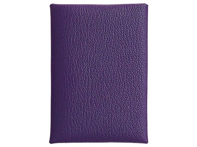 Hermès Calvi Duo Compact Card Holder Purple