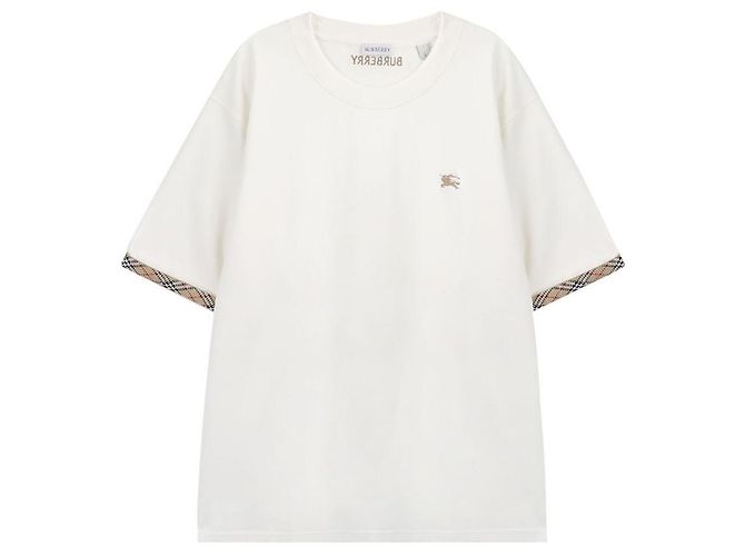 Burberry Camiseta de algodón Check Trim Blanco
