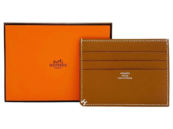 Tarjetero Hermès Celie de piel marrón Castaño