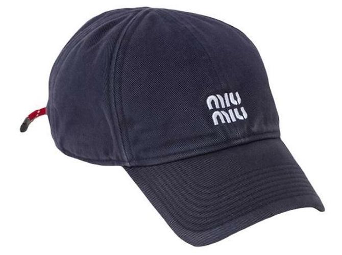 Miu Miu Washed Denim Baseball Cap Navy Blue