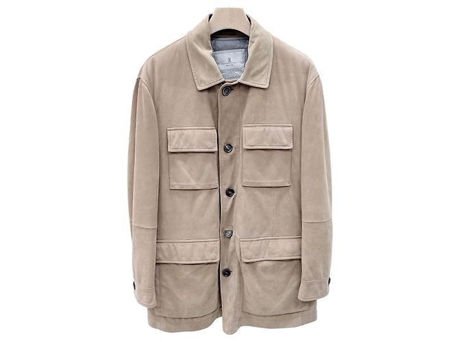 Brunello Cucinelli Suede Mustang Jacket Beige Brown