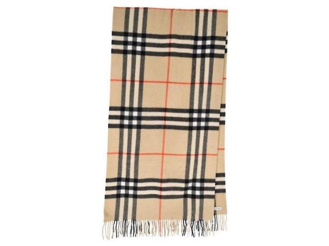 Burberry Cachecol de cashmere com xadrez largo Marrom