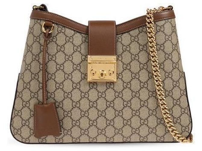 Padlock Gucci Borsa a spalla Medium GG Supreme con lucchetto Brown KHNKG Marrone