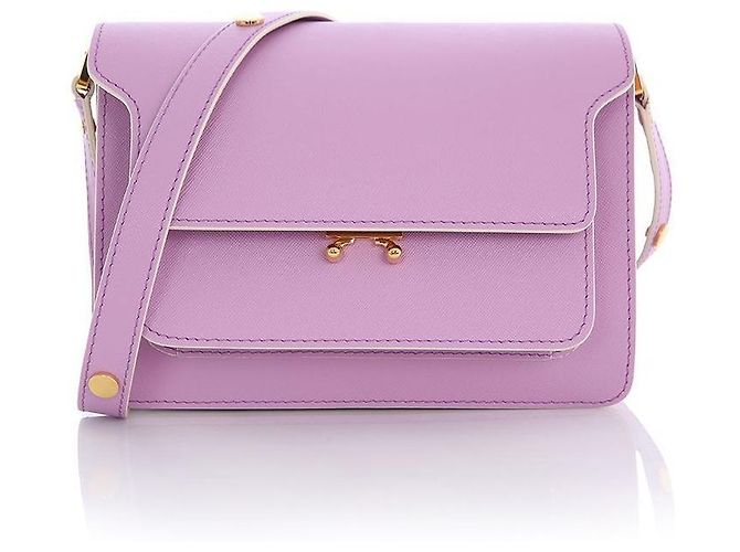 Marni Bolsa Trunk Medium em Saffiano Roxo