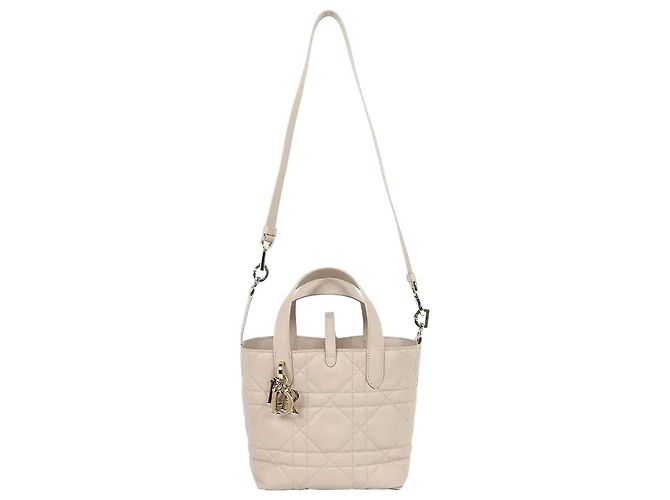 Dior Saco Tote Vertical Small Powder Beige Marrom